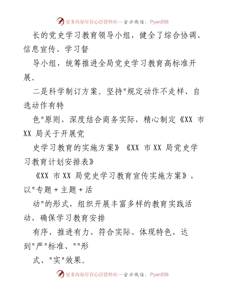 [工作总结] 党史学习教育 - XX市局党史学习教育工作总结.docx_第2页