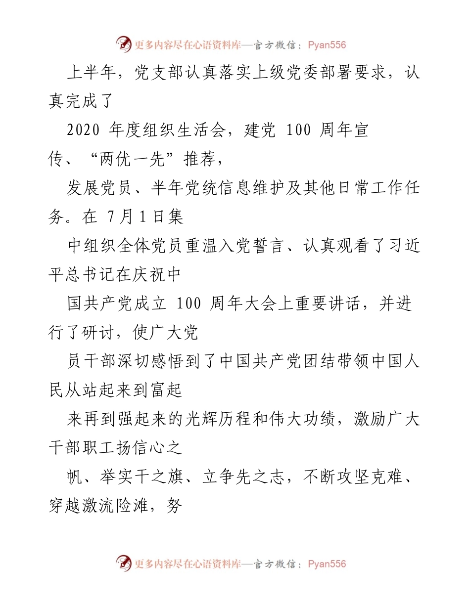 [工作总结] 党史学习教育专题组织生活会 - 2021年党支部检视剖析报告.docx_第2页