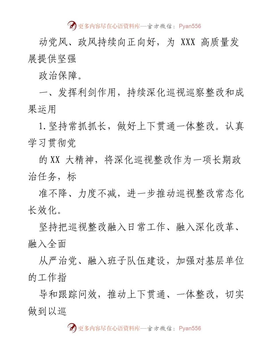 [工作总结] 党委巡察工作 - 2023年党委巡察工作要点与整改措施.docx_第2页