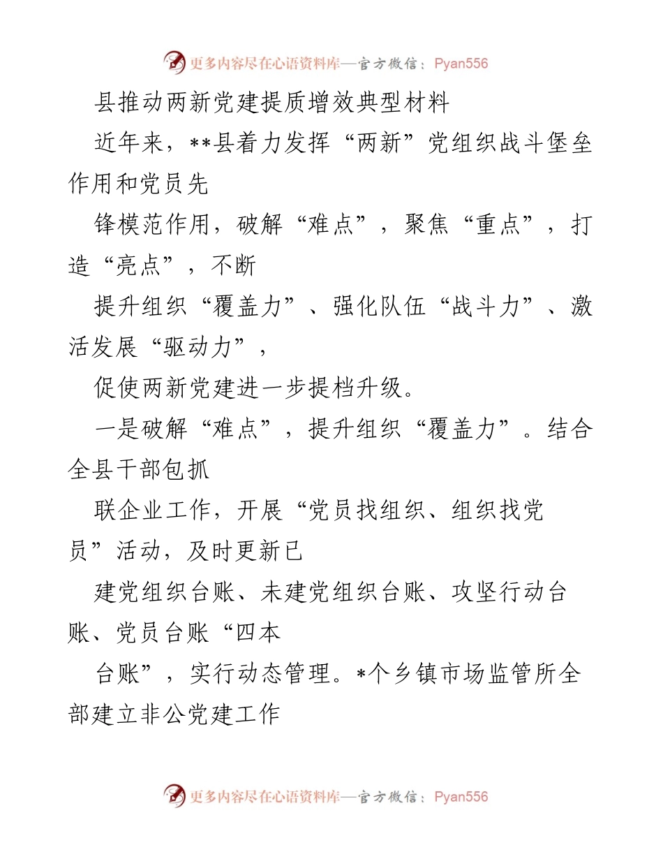 [工作总结] 党建工作 - 提升“两新”党建质量的实践与成效.docx_第1页