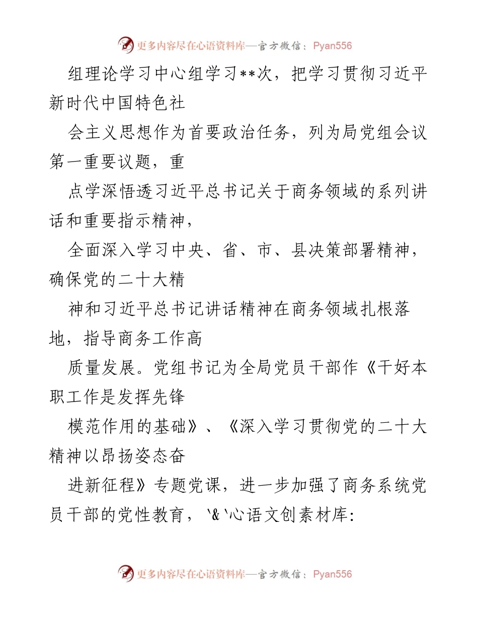 [工作总结] 党建工作 - X县商务局2022年党建工作总结与2023年工作计划.docx_第2页
