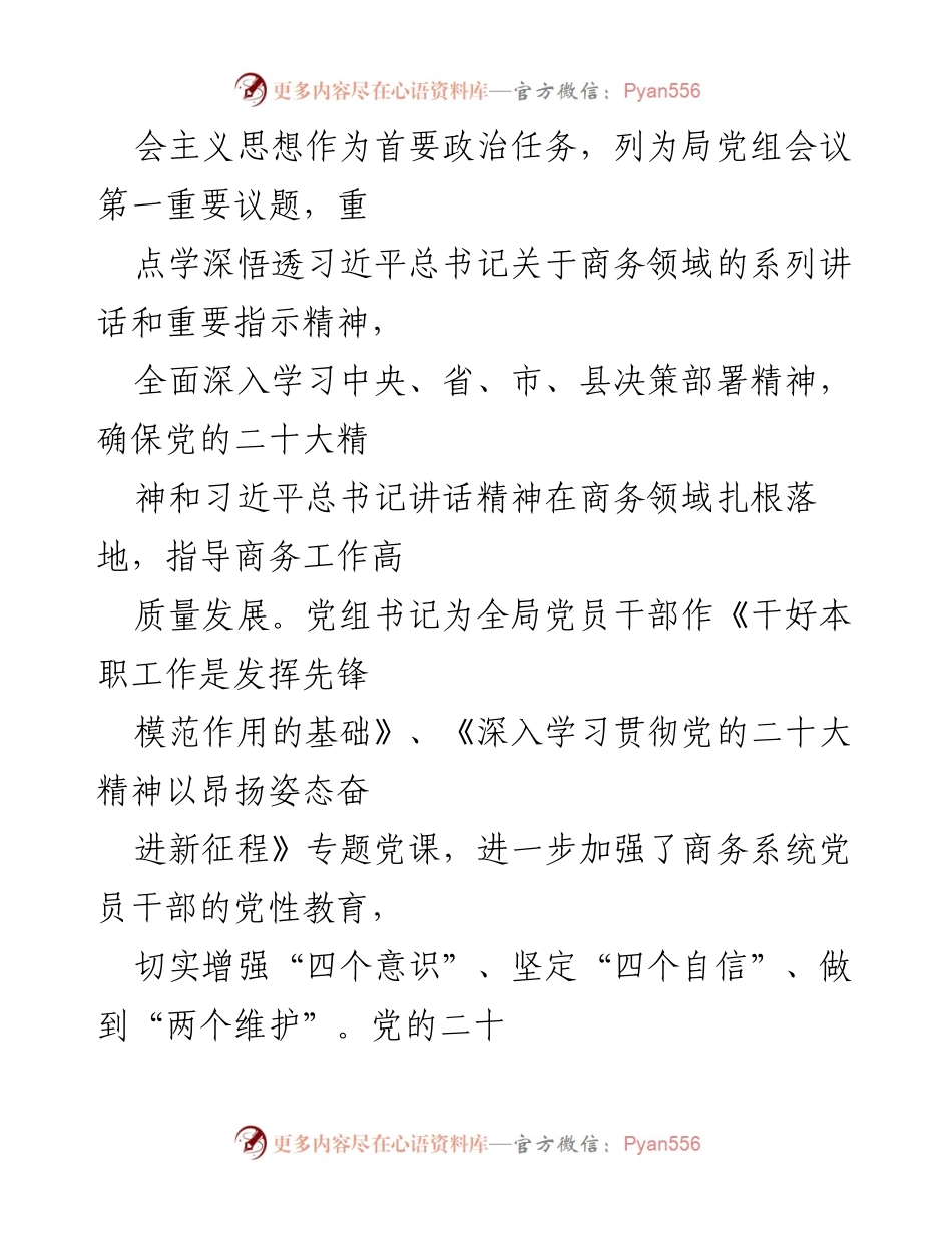 [工作总结] 党建工作 - X县商务局2022年党建工作总结与2023年工作计划_1.docx_第2页