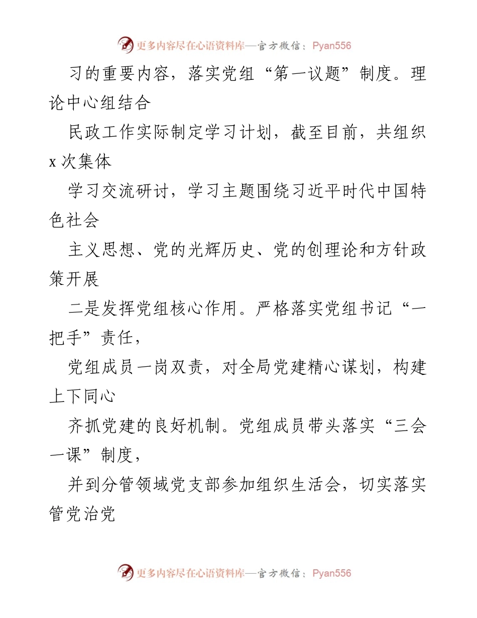[工作总结] 党建工作总结 - 2023年X市民政局党建工作总结.docx_第2页