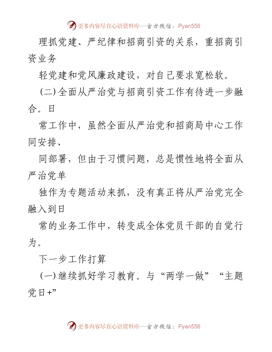 [工作总结] 党务工作 - 落实全面从严治党主体责任整改措施及下一步工作计划.docx_第2页