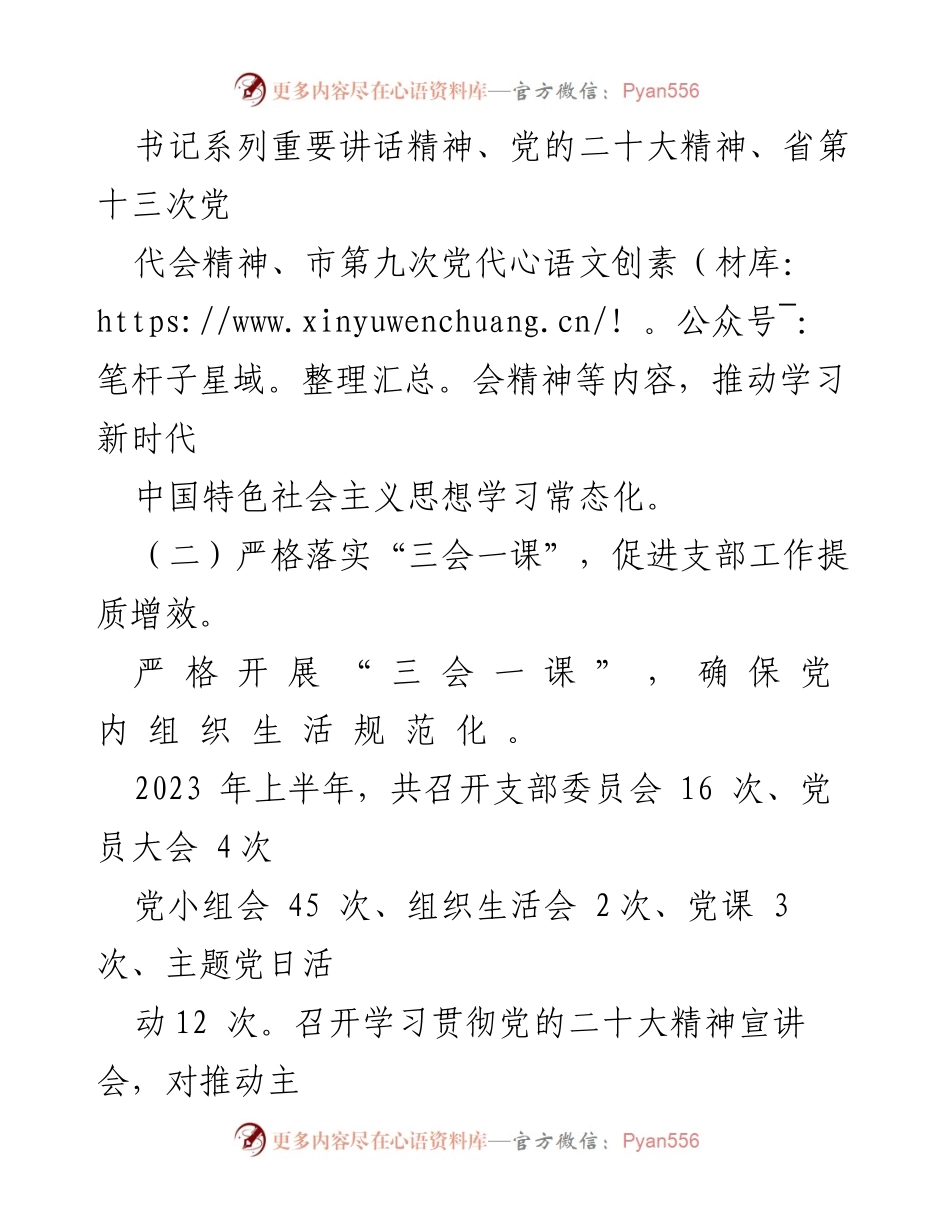 [工作总结] 党建工作 - XX公司2023年上半年党建工作总结与下半年计划.docx_第2页