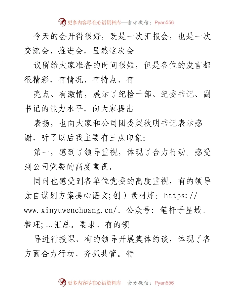 [工作总结] 会议 - 纪检干部工作推进会总结与展望.docx_第1页