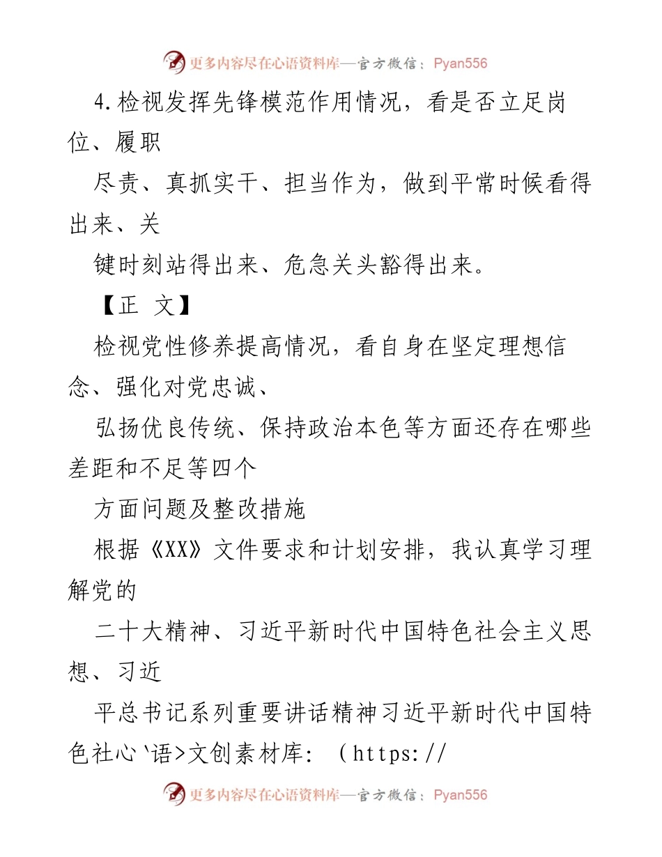 [工作总结] 党内组织生活会 - 2024年“四个检视”问题自查与整改措施总结.docx_第2页