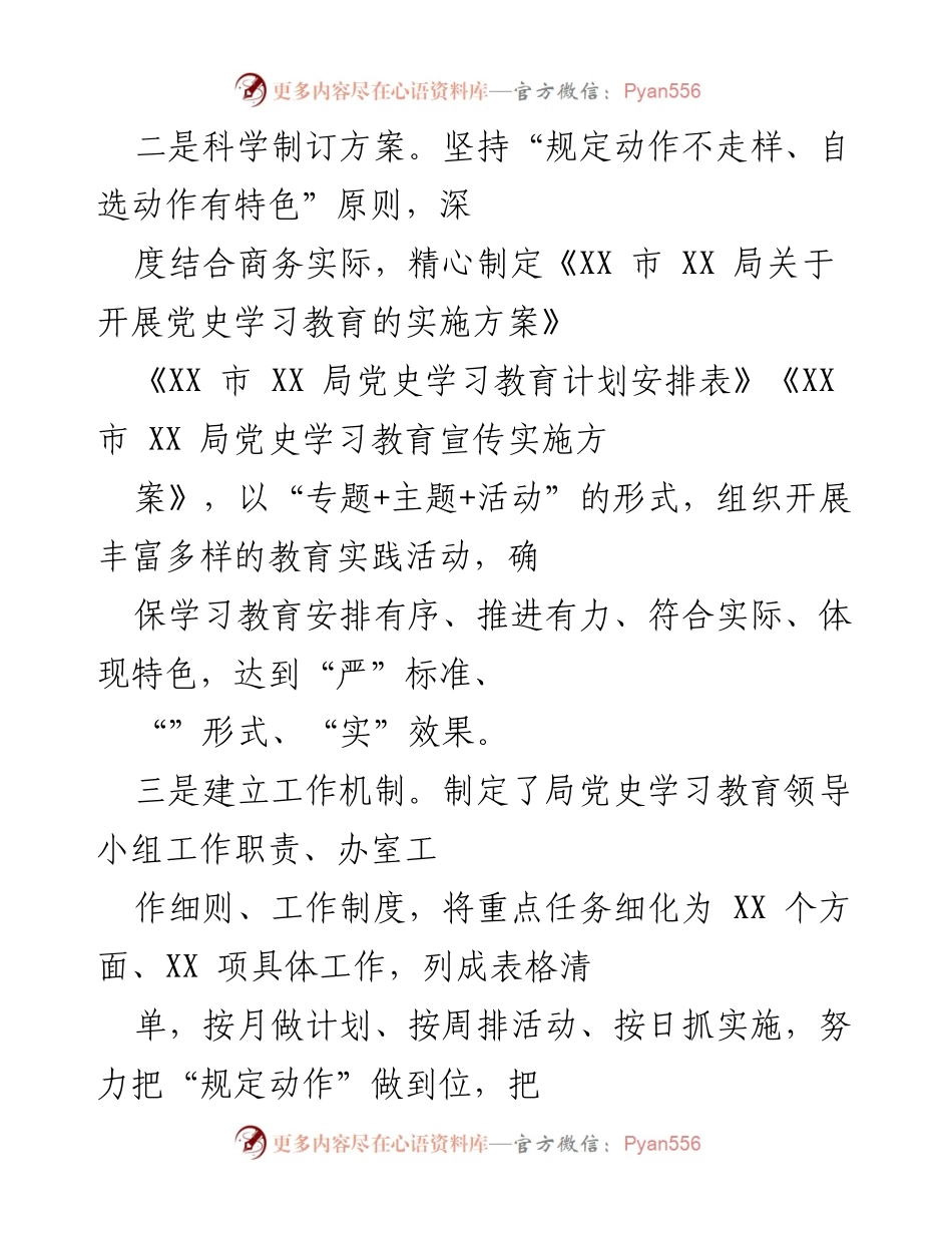 [工作总结] 党史学习教育 - XX市XX局党史学习教育工作总结与实施方案.docx_第2页