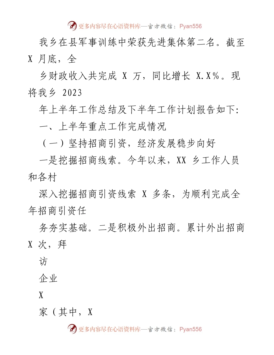 [工作总结] 乡镇政府 - 2023年上半年工作总结及下半年工作计划报告.docx_第2页