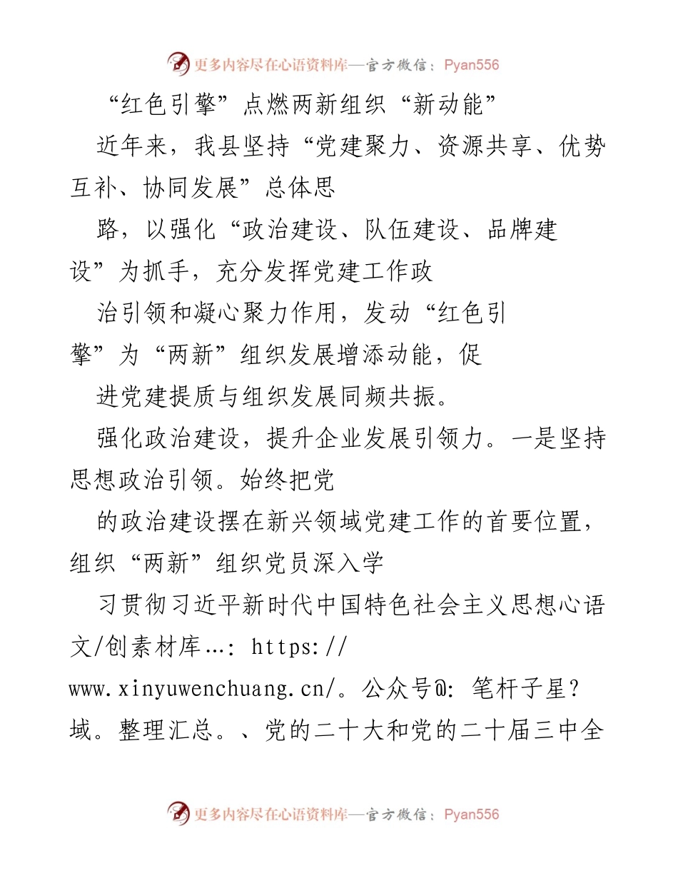 [工作总结] 企业党建 - “红色引擎”助力“两新”组织发展新动能.docx_第1页