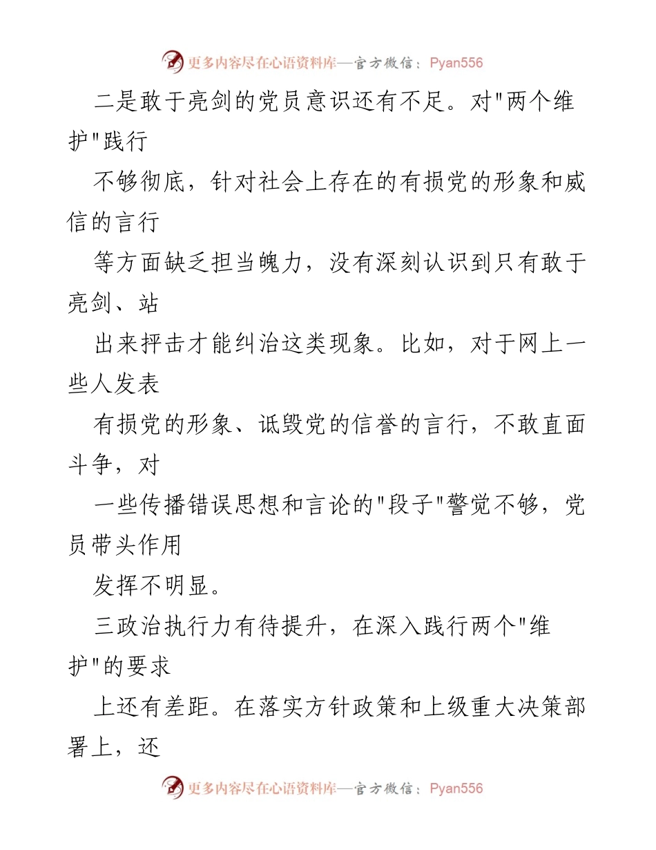 [工作总结] 党建工作 - 加强维护党中央权威与集中统一领导的意识与执行力.docx_第2页