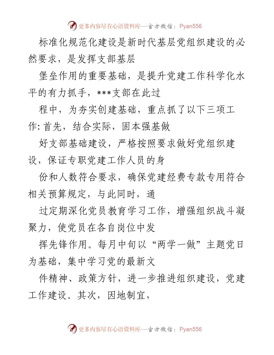 [工作总结] 党建工作 - ___支部标准化规范化建设示范创建工作总结.docx_第2页