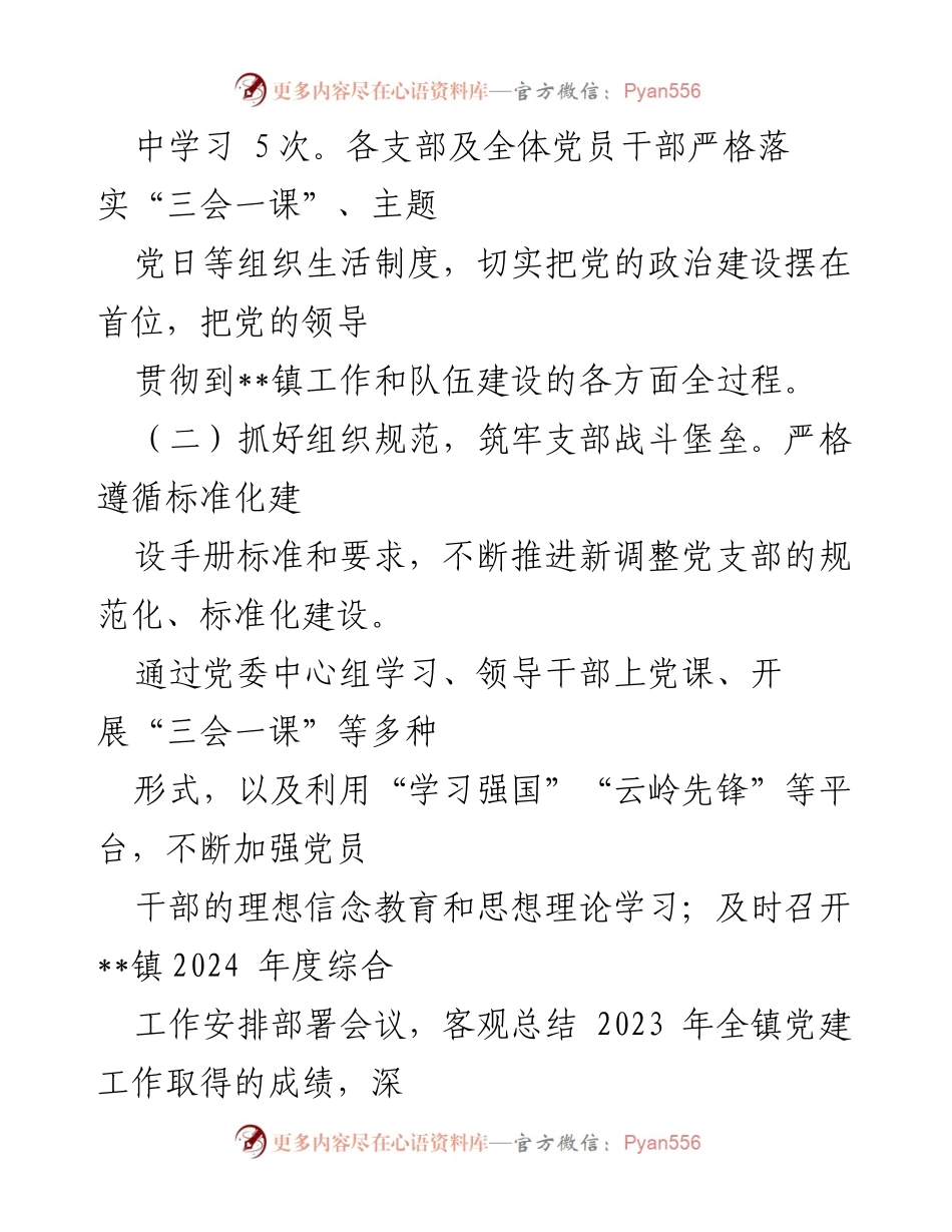 [工作总结] 党建工作 - 2024年上半年__镇党建工作总结.docx_第2页