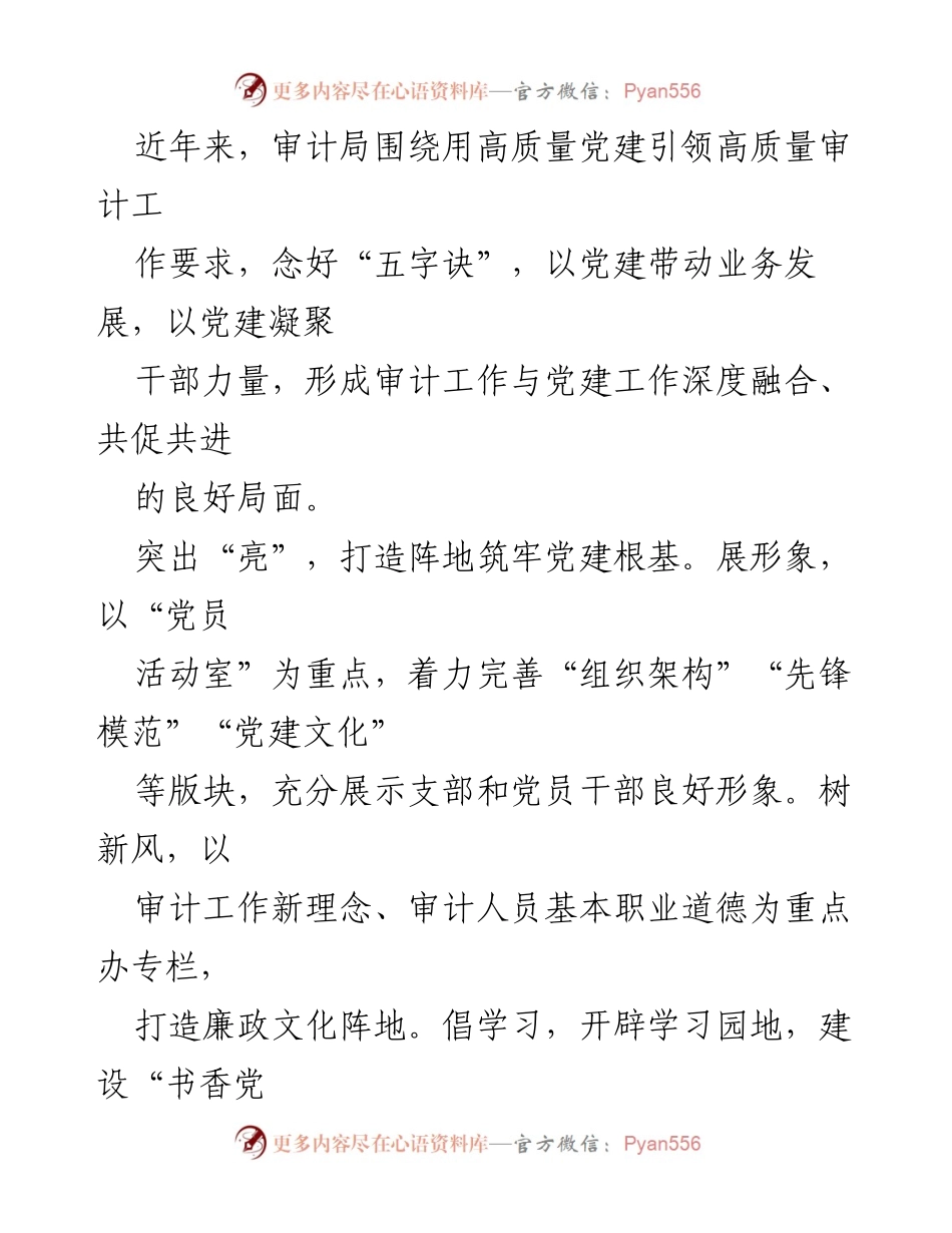[工作总结] 党建品牌创建 - “阳光审计 发展卫士”党建品牌创建工作总结.docx_第2页