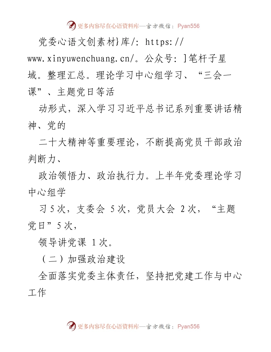 [工作总结] 党建工作 - 2024年上半年国有企业党建工作总结.docx_第2页