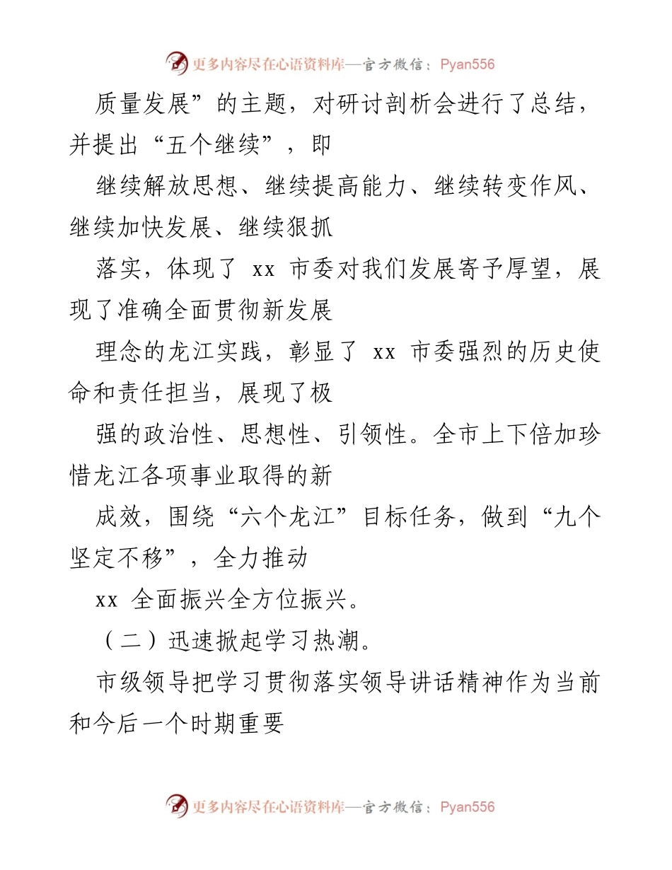 [工作总结] 会议传达 - 贯彻落实“解放思想促进高质量发展”会议精神情况汇报.docx_第2页