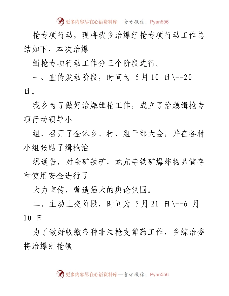 [工作总结] 乡镇缉枪治爆专项行动 - 乡镇缉枪治爆工作总结报告.docx_第2页