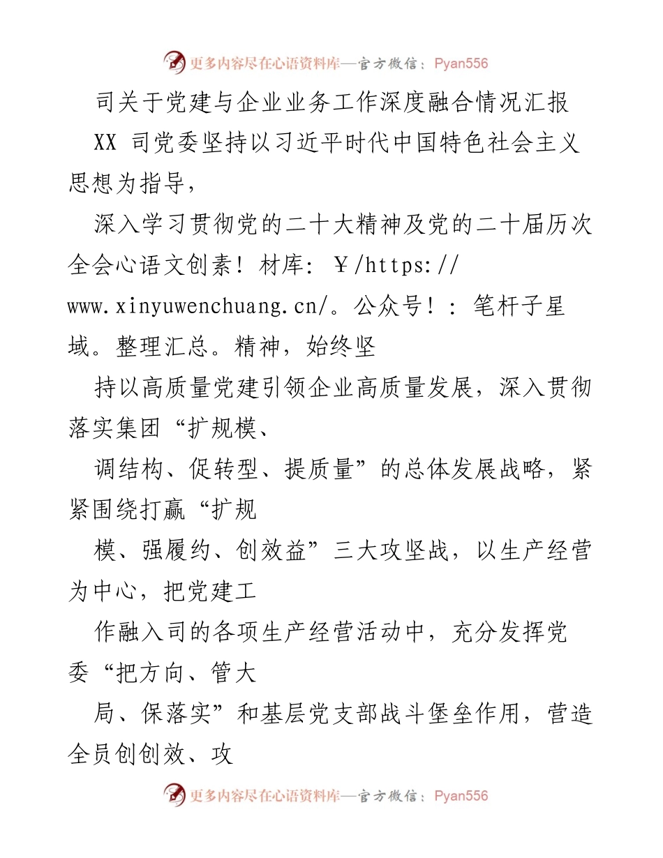 [工作总结] 党建与企业业务融合 - 党建引领企业高质量发展的实践与成效报告.docx_第1页