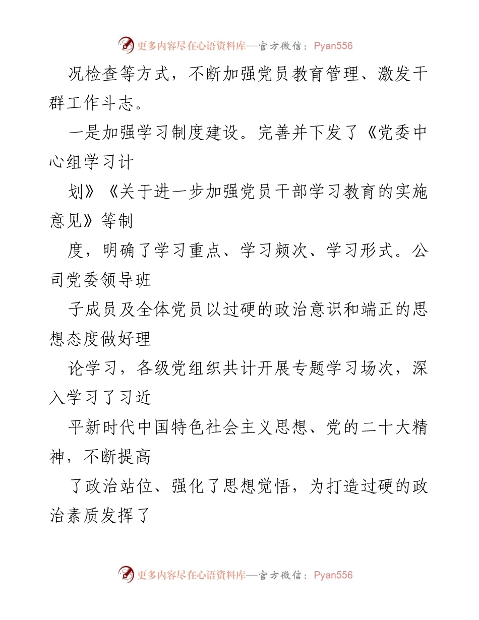 [工作总结] 企业党建 - 2023年二季度企业党建工作总结报告.docx_第2页