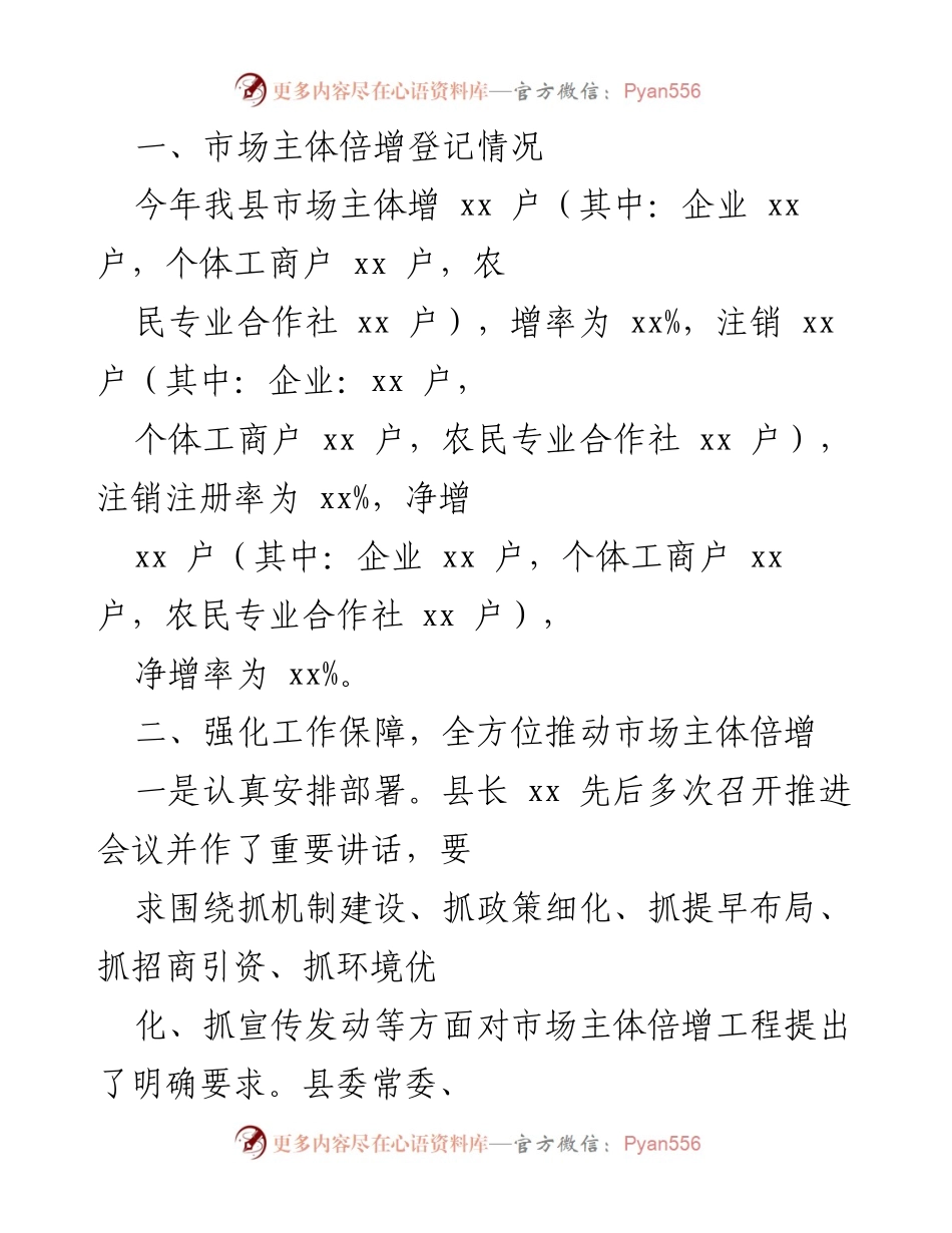[工作总结] 优化营商环境 - xx县2022年市场主体倍增工作总结.docx_第2页