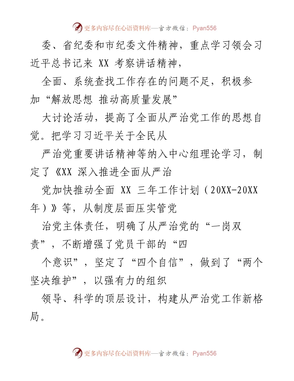 [工作总结] 党建工作 - 加强全面从严治党，推动高质量发展.docx_第2页