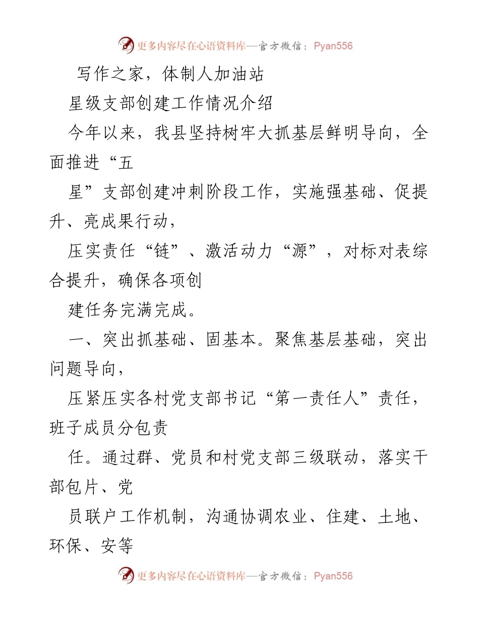 [工作总结] 党建工作 - “五星”支部创建工作推进情况总结.docx_第1页