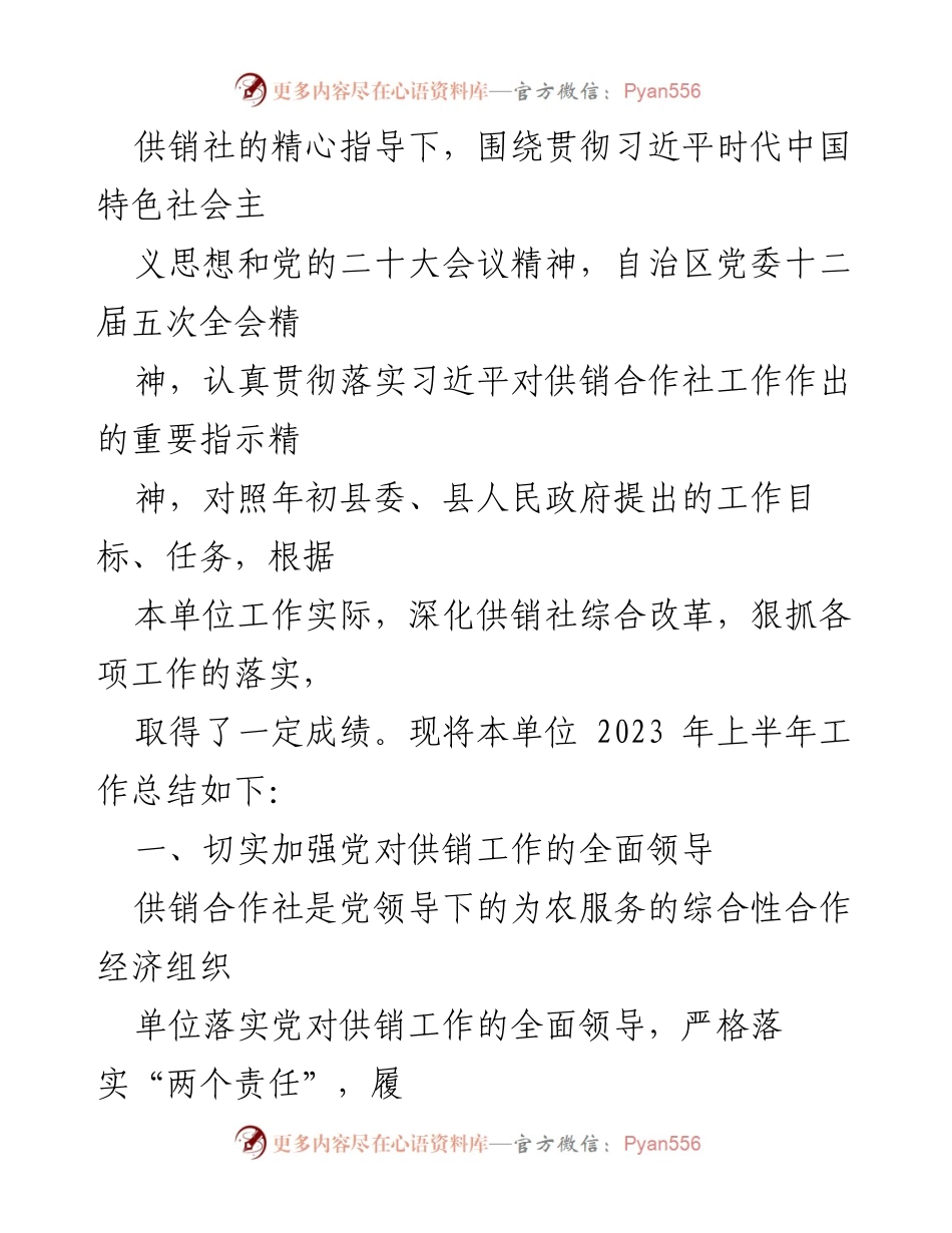 [工作总结] 供销社 - 2023年上半年工作总结与下半年计划_2.docx_第2页