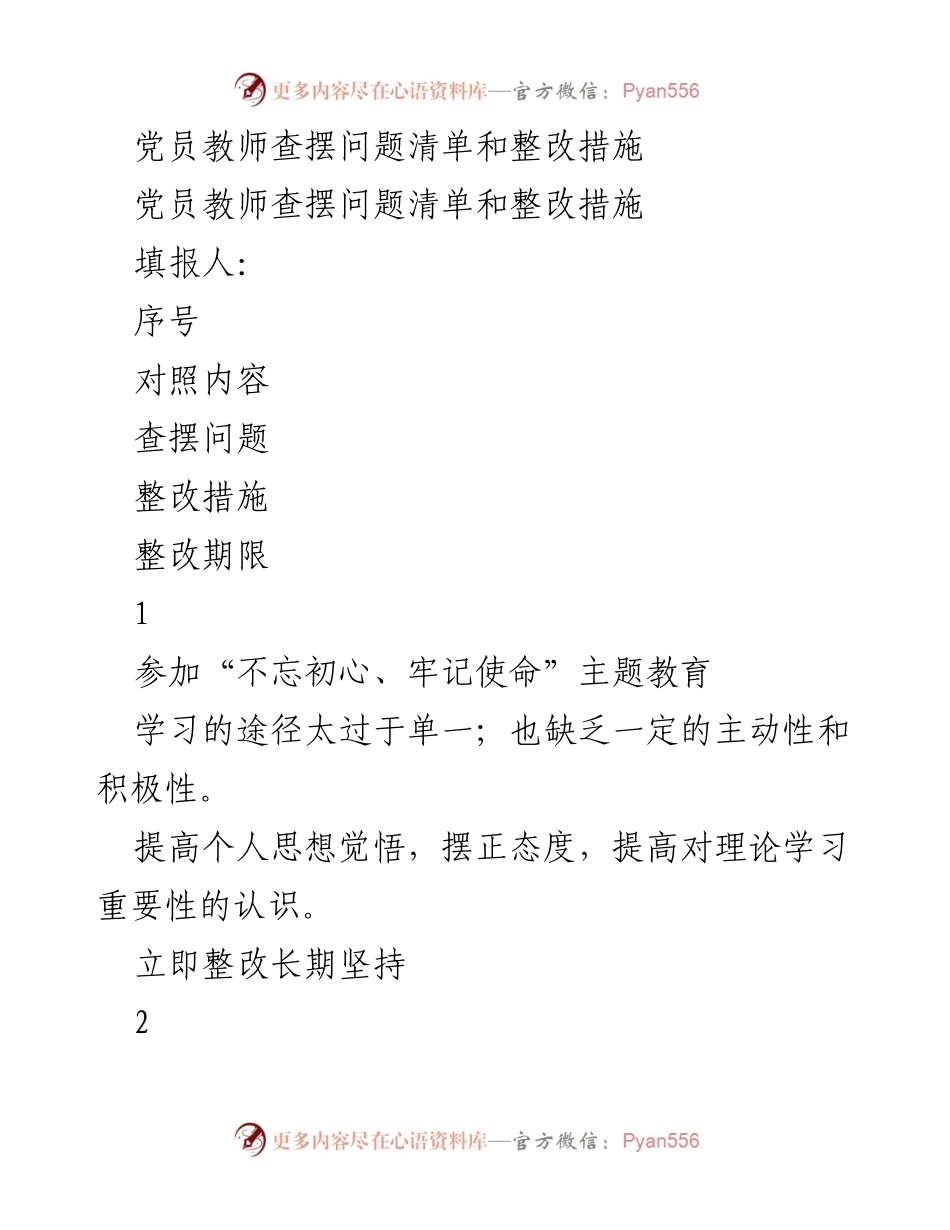[工作总结] 党员教师整改 - 党员教师问题查摆与整改措施总结.docx_第1页