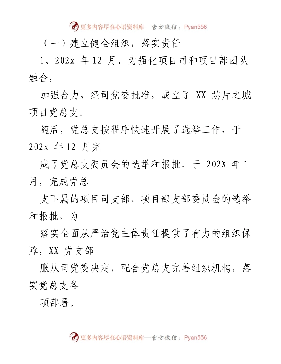 [工作总结] 党建工作 - XX 党支部落实“两个责任”工作总结.docx_第2页