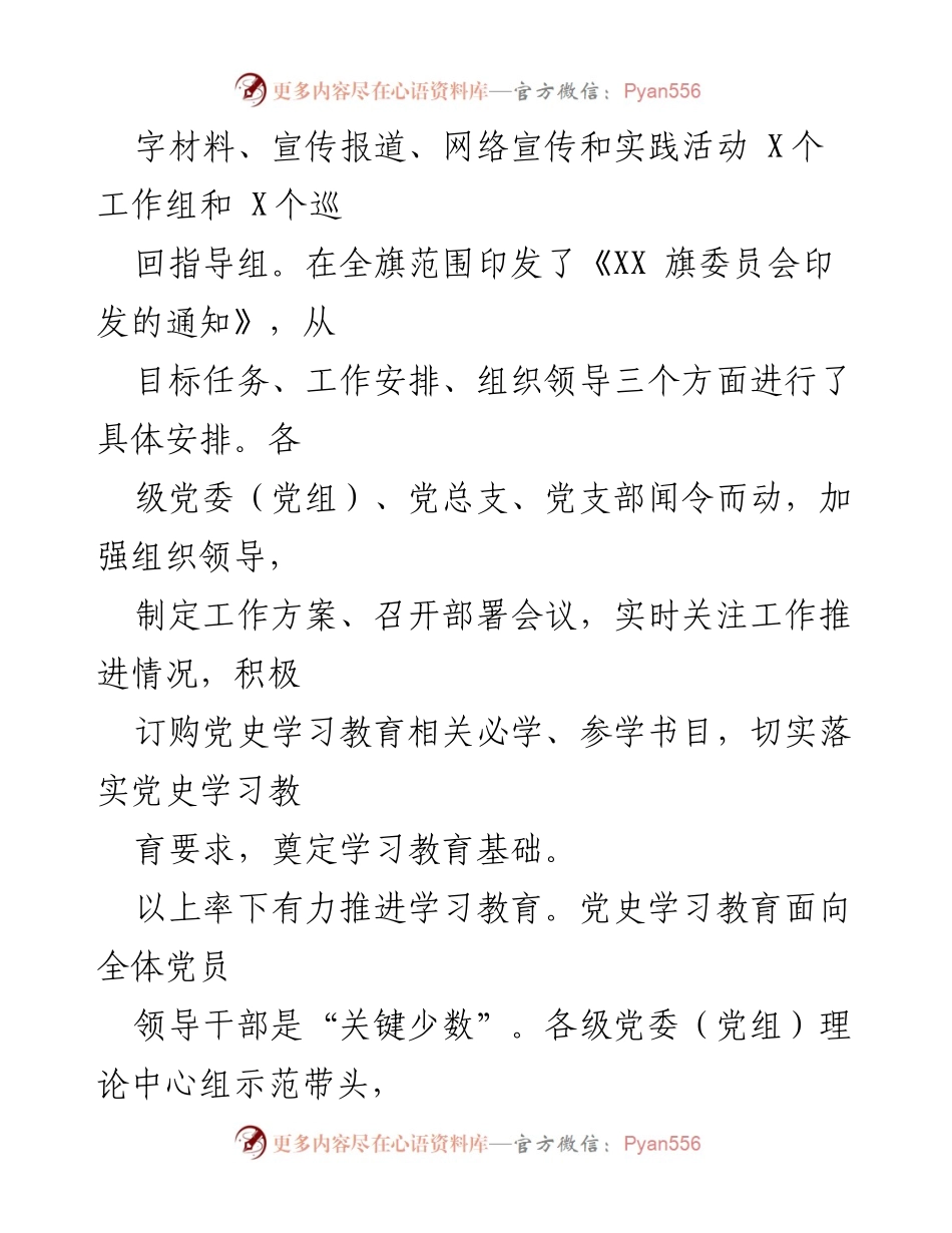 [工作总结] 党史学习教育 - 旗党史学习教育开展情况总结报告.docx_第2页