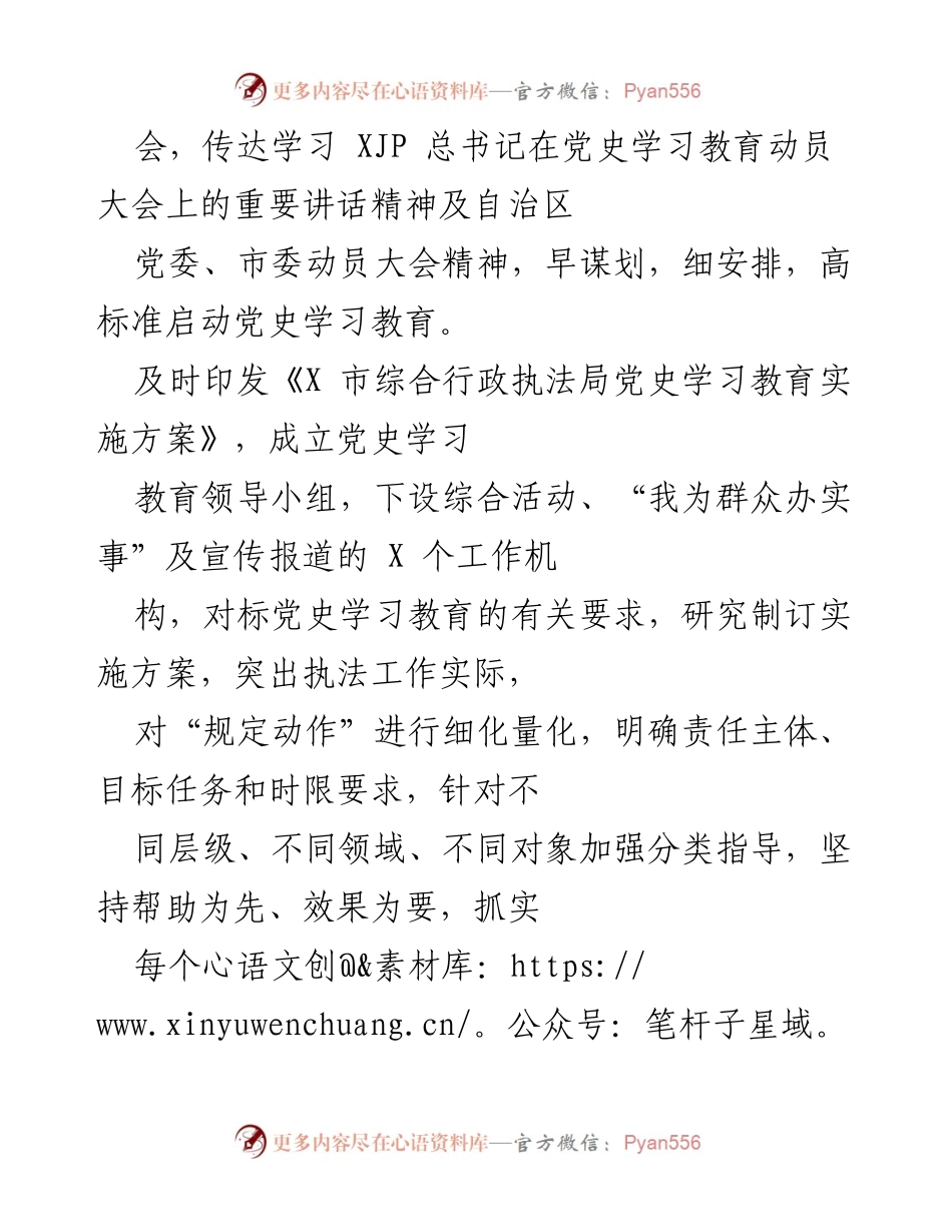[工作总结] 党史学习教育 - 市综合行政执法局党史学习教育工作总结.docx_第2页