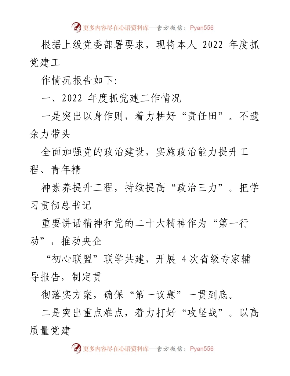 [工作总结] 党建工作 - 2022年度党建工作总结及存在问题分析.docx_第1页