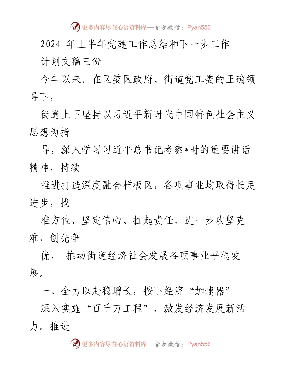 [工作总结] 党建工作 - 2024年上半年党建工作总结与未来规划.docx_第1页