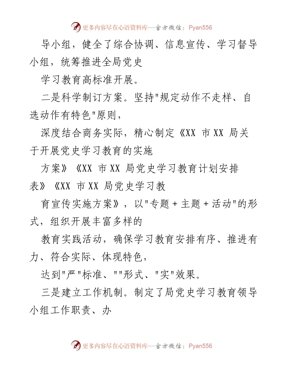 [工作总结] 党史学习教育 - XX市局党史学习教育工作总结_1.docx_第2页