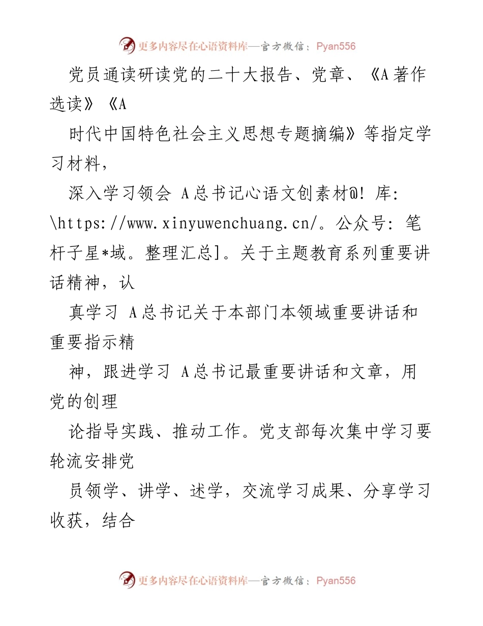 [工作总结] 党支部 - 学习贯彻 A时代中国特色社会主义思想主题教育计划要点.docx_第2页