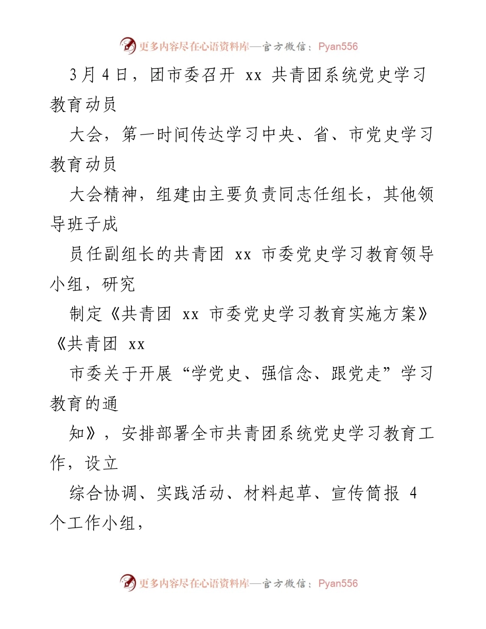 [工作总结] 共青团系统 - 全市共青团系统党史学习教育工作汇报.docx_第2页