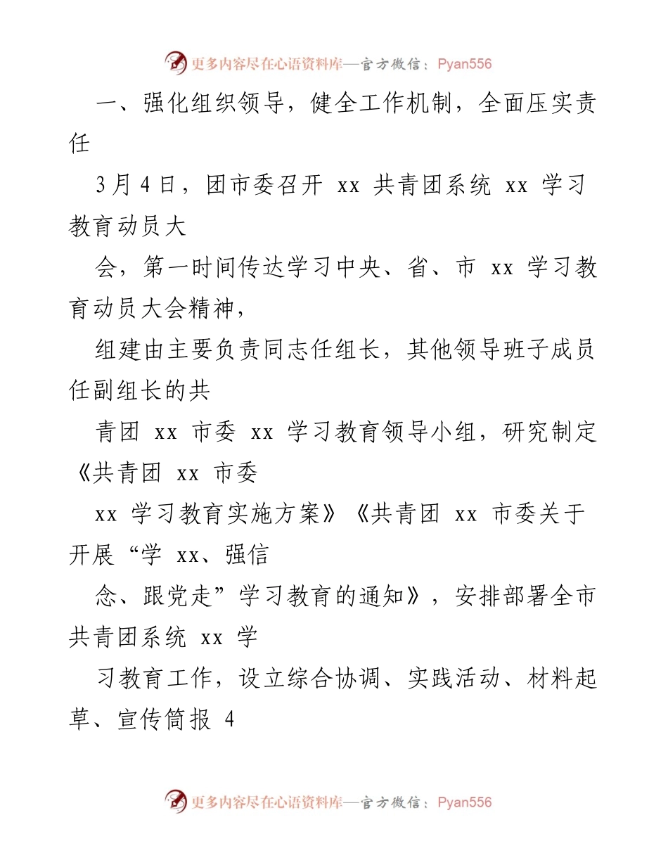 [工作总结] 共青团系统学习教育 - 共青团系统学习教育工作汇报与实施情况总结.docx_第2页