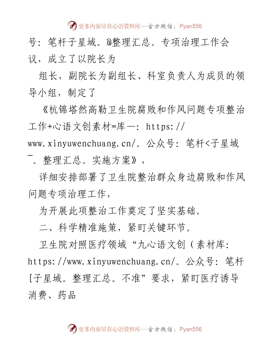 [工作总结] 医院 - 2023年卫生院腐败和作风问题专项治理行动总结.docx_第2页