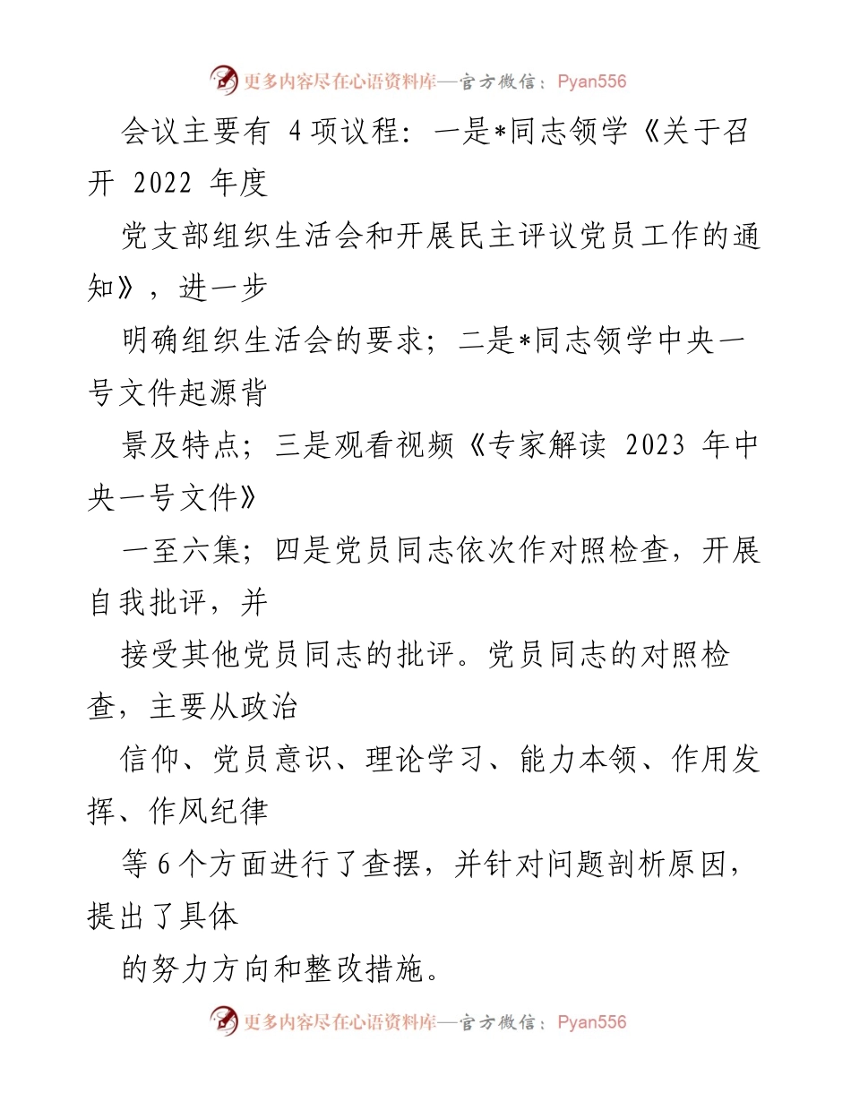 [工作总结] 党支部 - 2022年度组织生活会情况汇报_1.docx_第2页