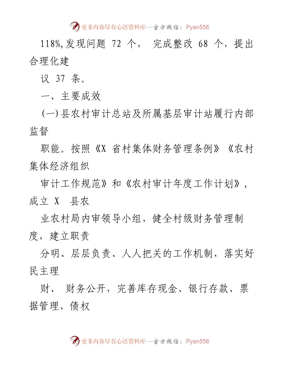 [工作总结] 内部审计 - 2023年X县审计局内部审计工作总结与成效分析.docx_第2页