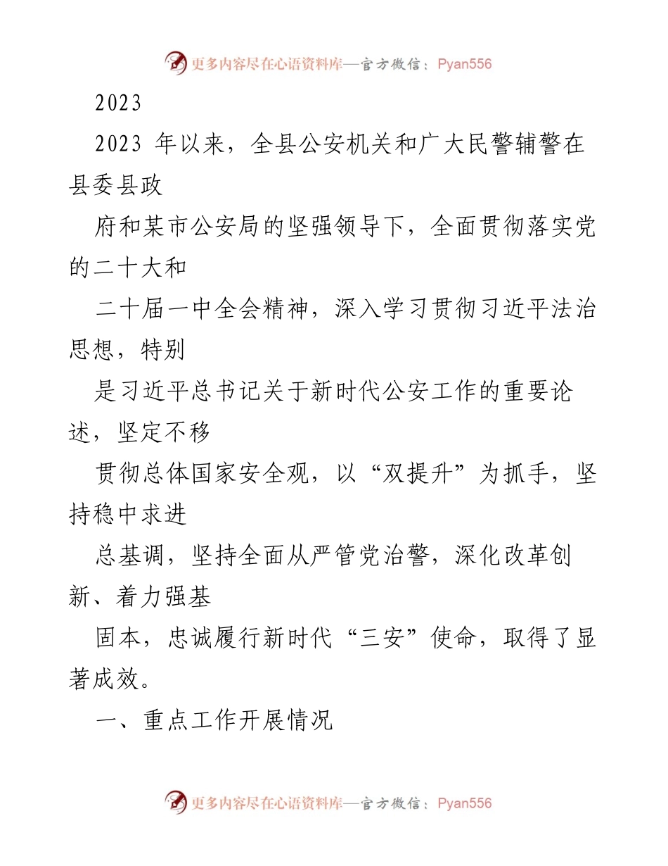 [工作总结] 公安工作会议 - 2023年公安机关工作总结与成效分析.docx_第1页