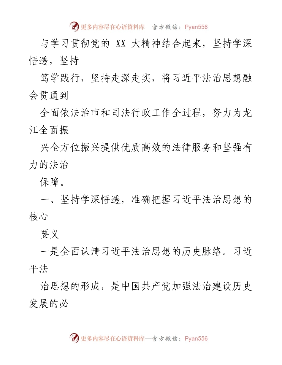 [工作总结] 党建引领司法行政工作 - 深入推进习近平法治思想在司法行政中的实践与应用.docx_第2页