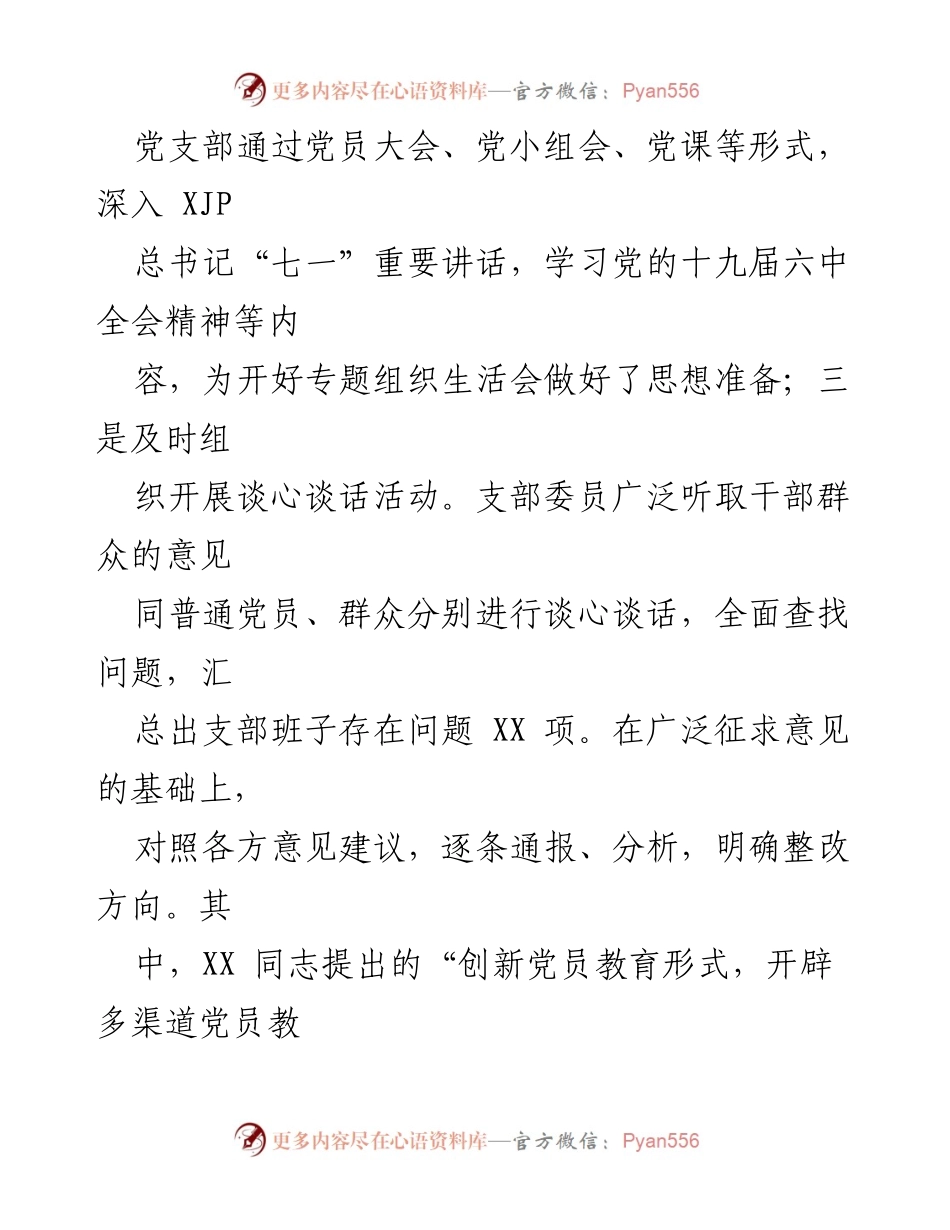 [工作总结] 党支部组织生活会 - XX党支部组织生活会及民主评议经验总结.docx_第2页
