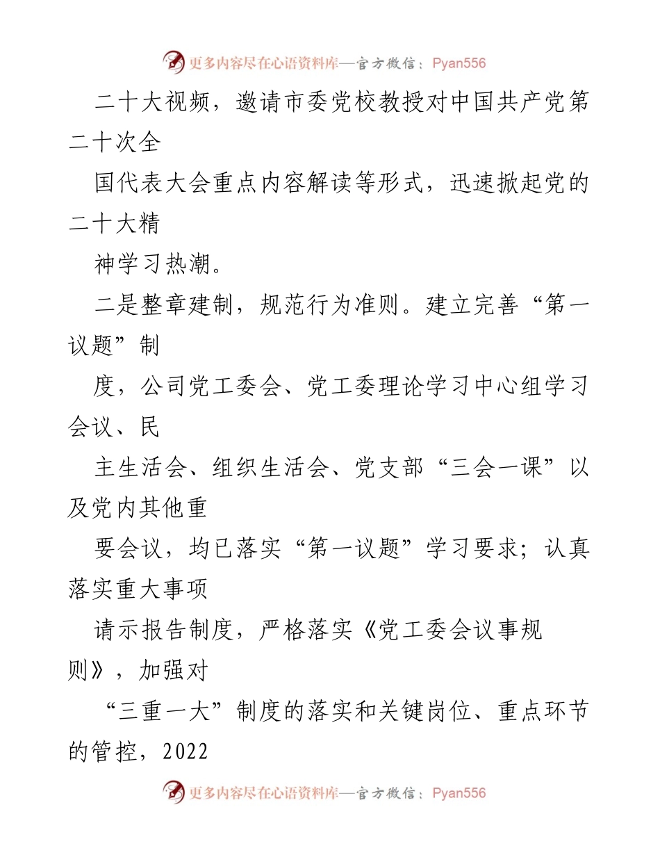 [工作总结] 公司党建工作 - 2022-2023年度公司党建和党风廉政建设工作总结报告.docx_第2页
