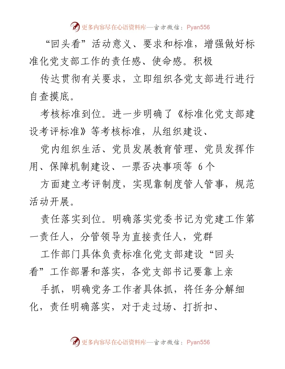 [工作总结] 党建活动 - 标准化党支部建设“回头看”活动总结.docx_第2页