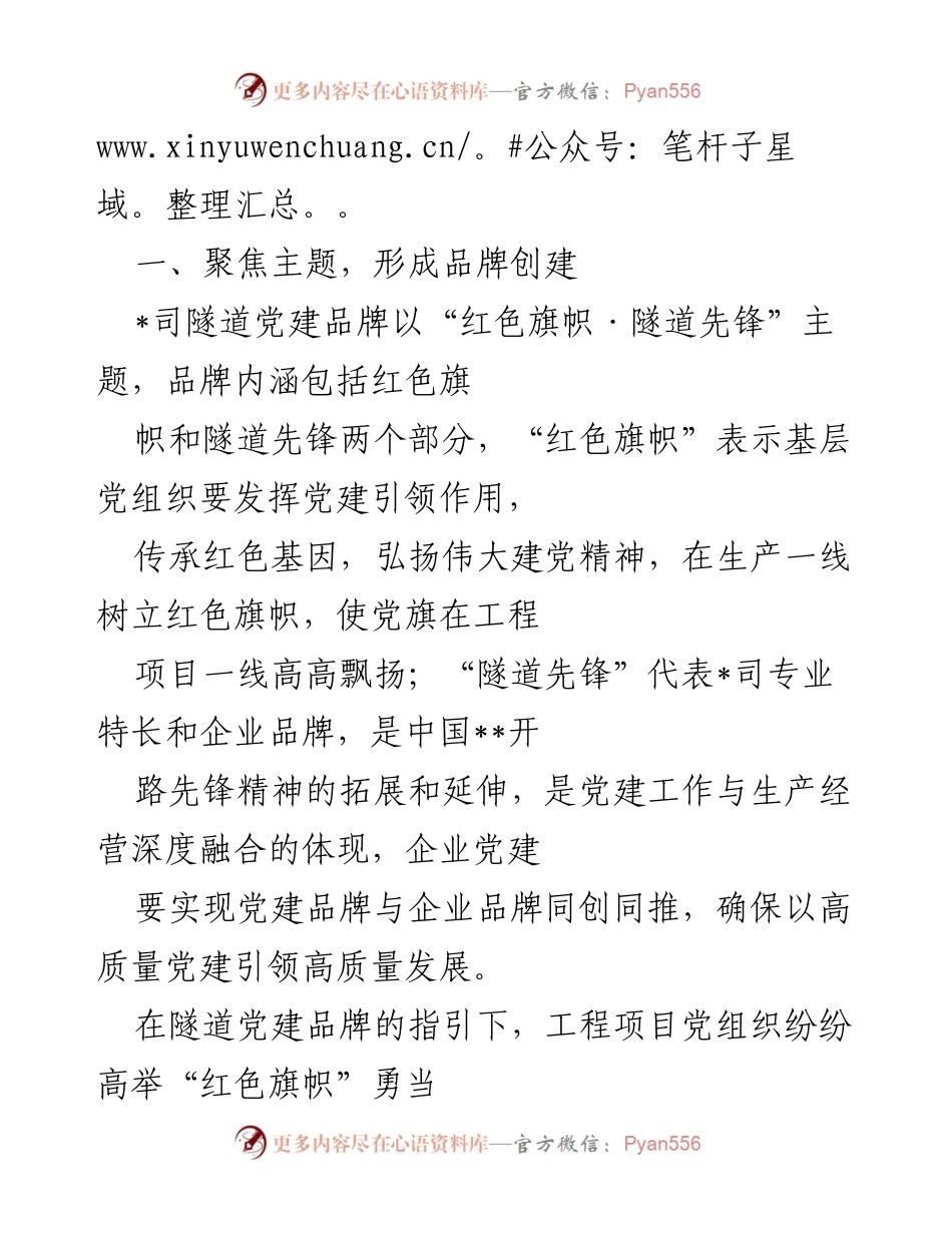 [工作总结] 党建活动 - 隧道司党建品牌创建工作总结.docx_第2页