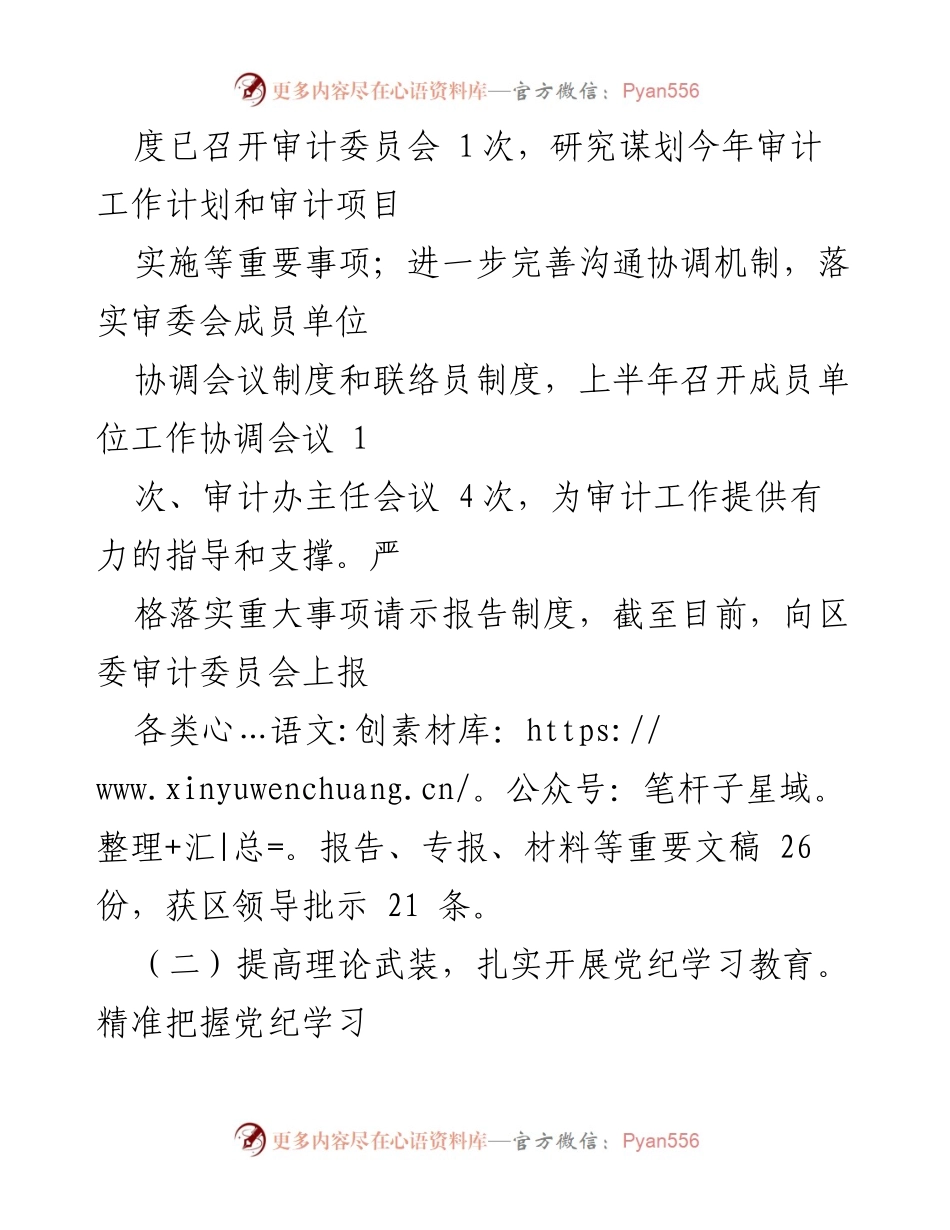[工作总结] 区审计局 - 2024年上半年党建工作总结及下半年工作思路.docx_第2页