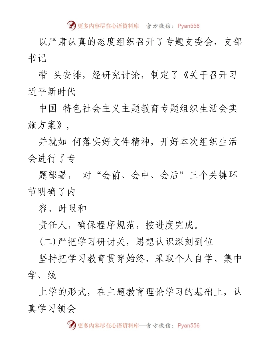 [工作总结] 党支部专题组织生活会 - 党支部专题组织生活会开展情况报告.docx_第2页