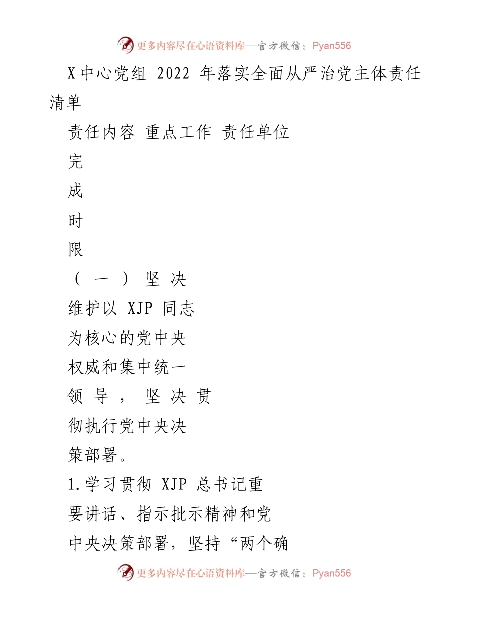 [工作总结] 党组会议 - 2022年全面从严治党主体责任落实情况总结.docx_第1页