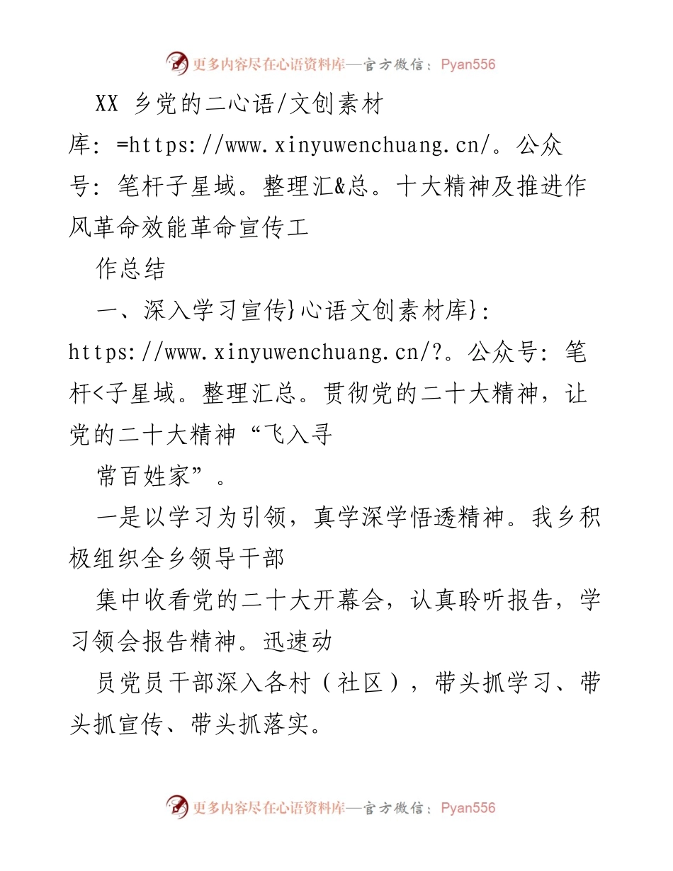 [工作总结] 党的二十大精神宣传 - 深入学习贯彻党的二十大精神及推动作风革命效能革命的工作总结.docx_第1页